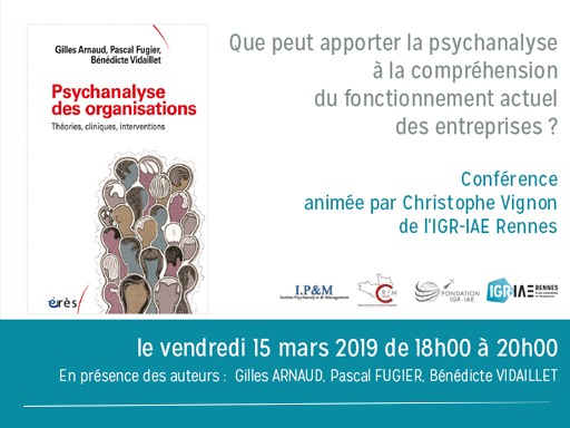 Conférence sur l’ouvrage « Psychanalyse des organisations »