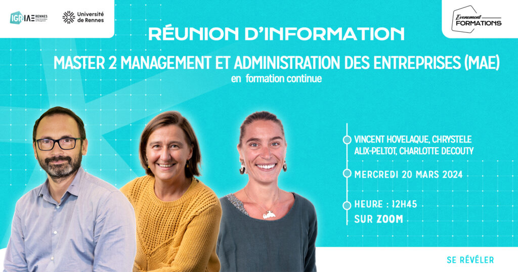 Conférence en ligne Master 2 Management et Administration des Entreprises (MAE) en formation Continue le 20 mars