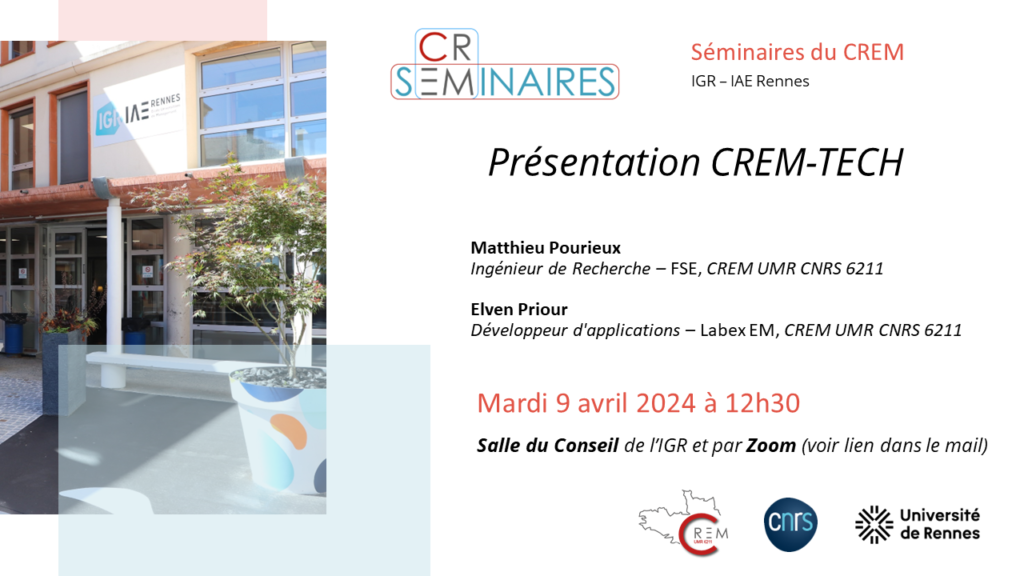 Séminaire CREM-IGR Eat &Think le mardi 9 avril 2024