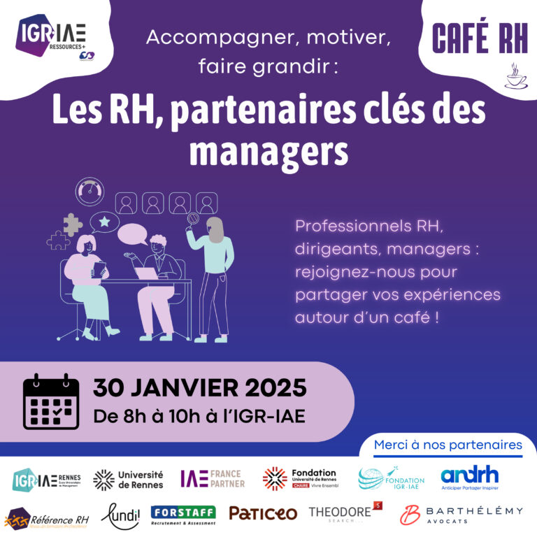 Café RH Jeudi 30 janvier 2025 « Accompagner, motiver, faire grandir : les RH, partenaires clés des managers »