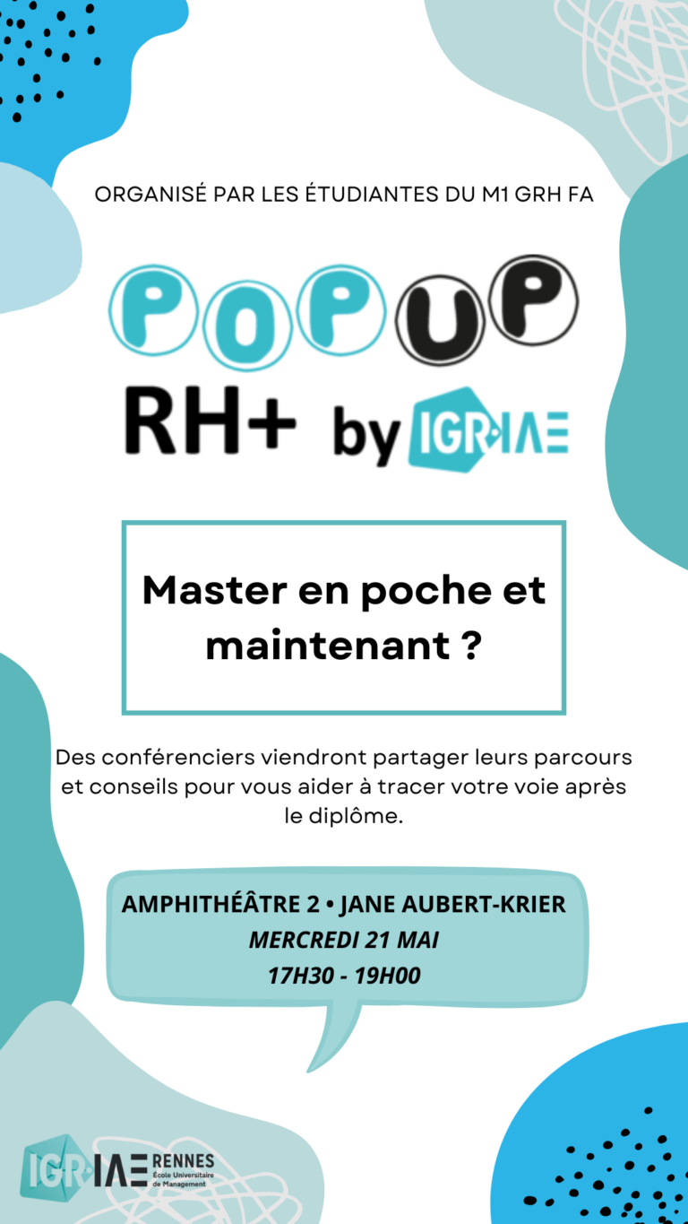 5ème prochain Pop Up RH+ le mercredi 21 mai 2025