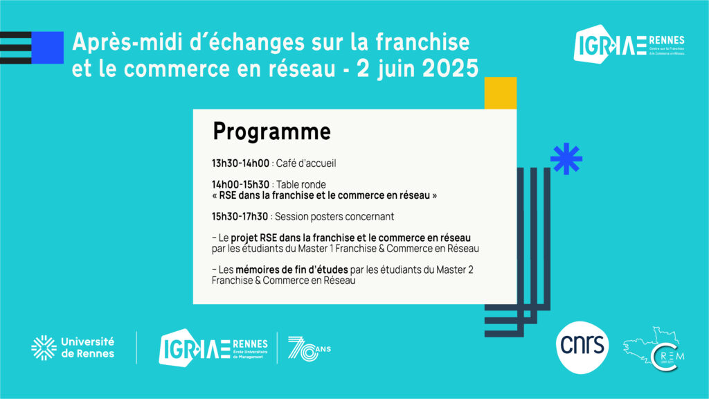 Table-ronde « RSE dans la franchise et le commerce en réseau » et session posters le 2 juin 2025