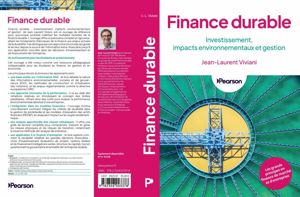 Financement durable Investissement, impacts environnementaux et environnementaux Jean-Laurent Viviani